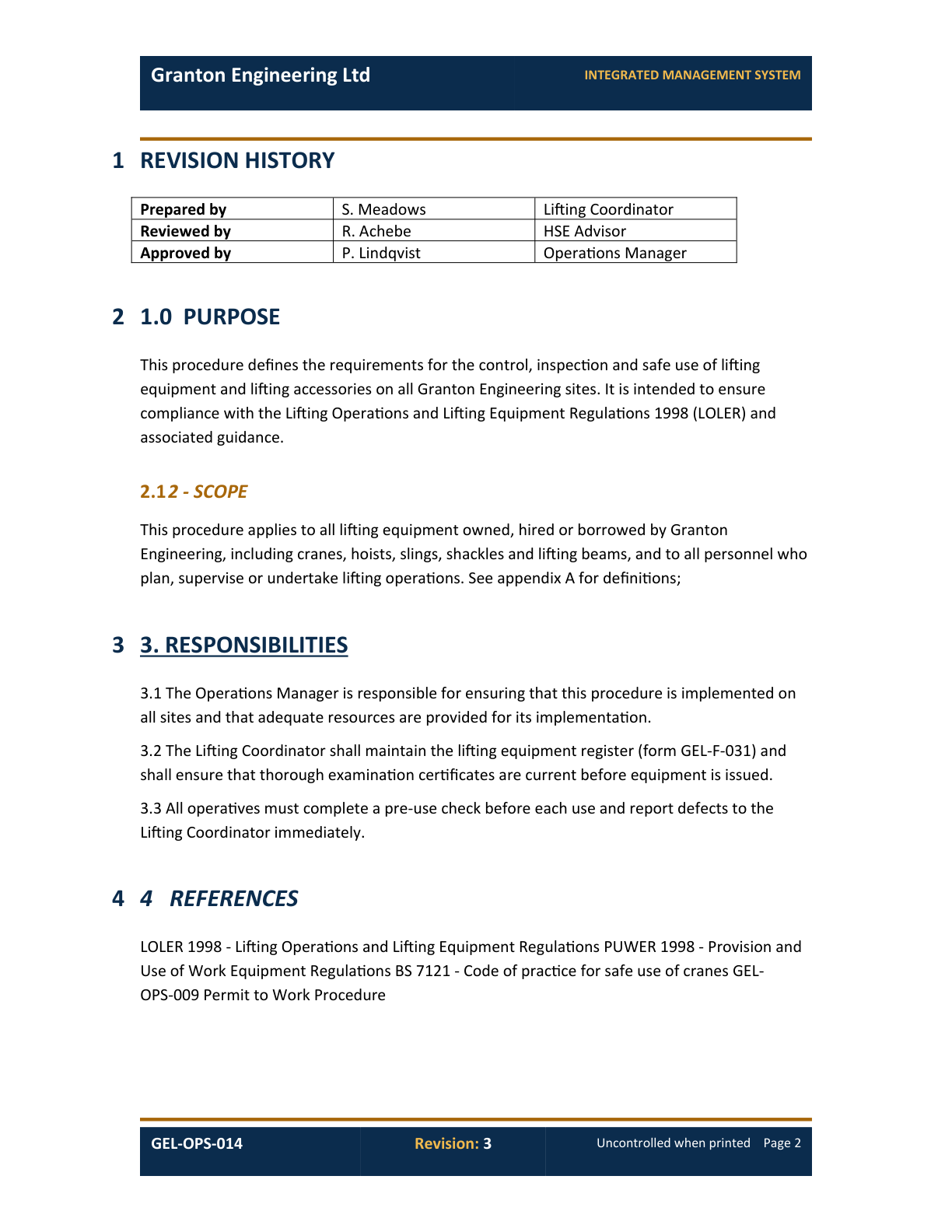 After: the same page rebuilt in the company template — same words, consistent branded headings.
